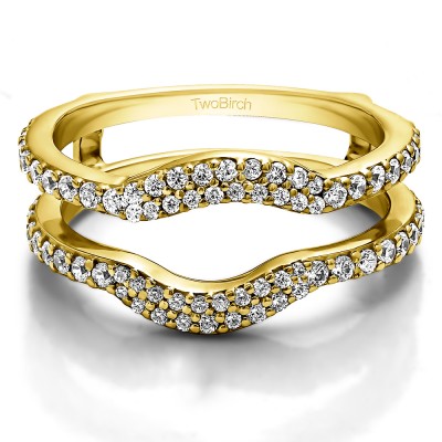 0.67 Ct. Double Row Pave Set Curved Ring Guard in Yellow Gold