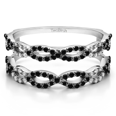 0.55 Ct. Black and White Stone Infinity Prong Set ring guard