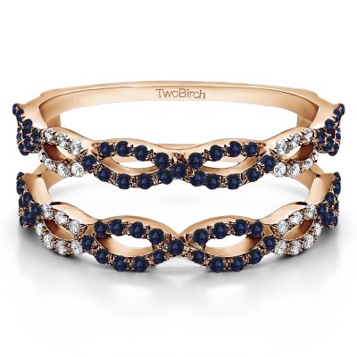 0.55 Ct. Sapphire and Diamond Infinity Prong Set ring guard in Rose Gold