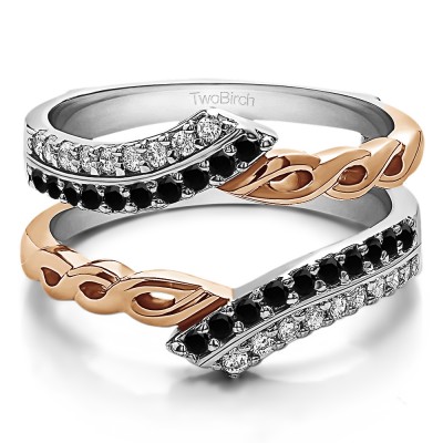 0.38 Ct. Double Row Bypass Infinity ring guard in Two Tone Gold