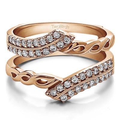 0.38 Ct. Double Row Bypass Infinity ring guard in Rose Gold