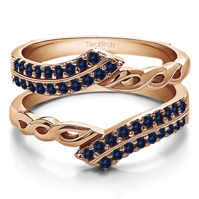0.38 Ct. Sapphire Double Row Bypass Infinity ring guard in Rose Gold
