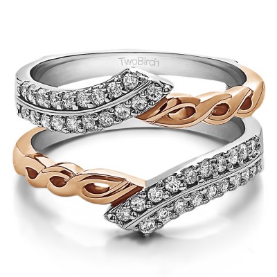 0.38 Ct. Double Row Bypass Infinity ring guard in Two Tone Gold