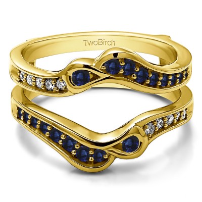 0.46 Ct. Sapphire and Diamond Drop Shaped Ying Yang Ring Jacket in Yellow Gold