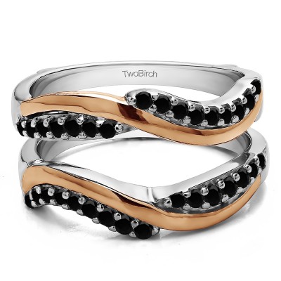0.43 Ct. Double Row Bypass Ring Guard Enhancer in Two Tone Gold