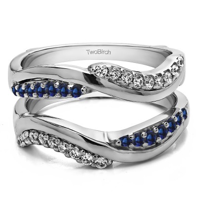 0.43 Ct. Sapphire and Diamond Double Row Bypass Ring Guard Enhancer