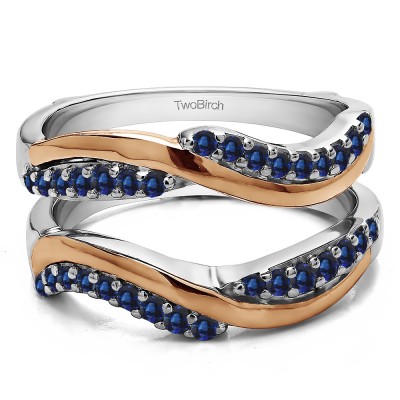 0.43 Ct. Double Row Bypass Ring Guard Enhancer in Two Tone Gold