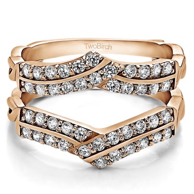 0.66 Ct. Double Row Criss Cross Ring Guard Enhancer in Rose Gold