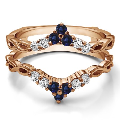 0.45 Ct. Sapphire and Diamond Infinity Chevron Ring Guard Enhancer in Rose Gold