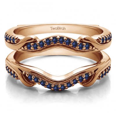 0.26 Ct. Sapphire Contoured Leaf Wedding Ring Jacket in Rose Gold
