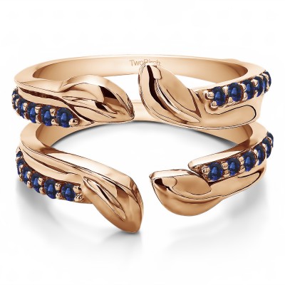 0.46 Ct. Sapphire Open Leaf Ring Guard in Rose Gold