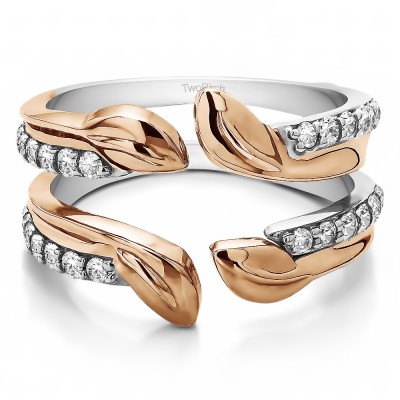 0.46 Ct. Open Leaf Ring Guard in Two Tone Gold