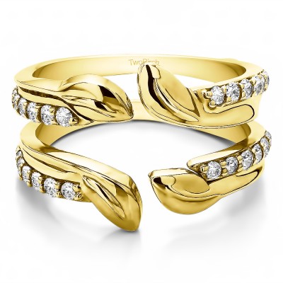 0.46 Ct. Open Leaf Ring Guard in Yellow Gold
