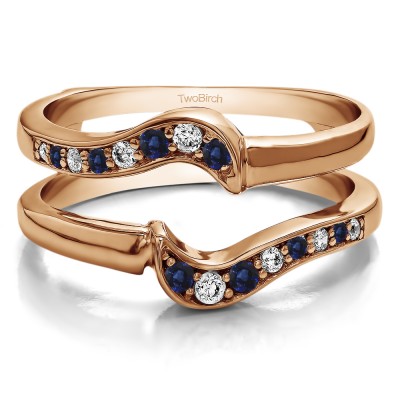 0.25 Ct. Sapphire and Diamond Small Knott Ring Guard Enhancer in Rose Gold