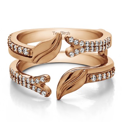 0.33 Ct. Open Ended Double Leaf Wedding Ring Guard in Rose Gold