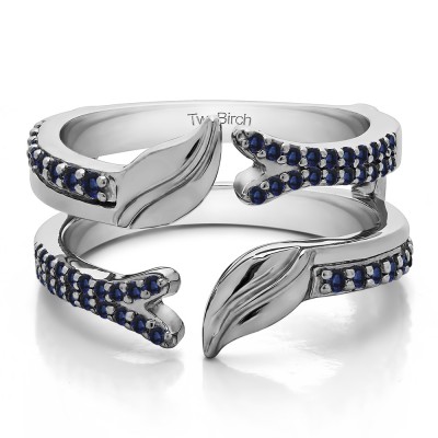 0.33 Ct. Sapphire Open Ended Double Leaf Wedding Ring Guard