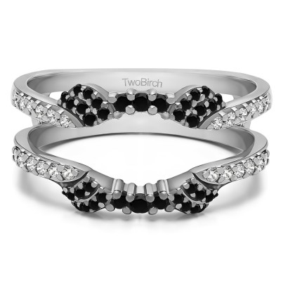 0.47 Ct. Black and White Stone Shared Prong Open Halo Ring Guard Enhancer