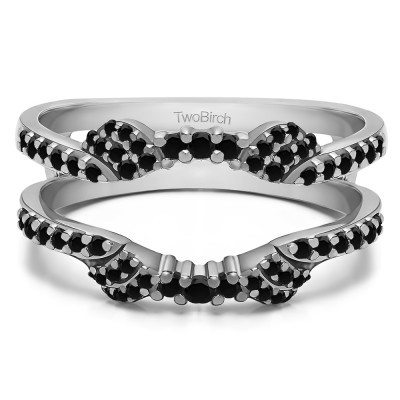 0.47 Ct. Black Stone Shared Prong Open Halo Ring Guard Enhancer