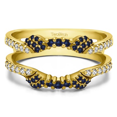 0.47 Ct. Sapphire and Diamond Shared Prong Open Halo Ring Guard Enhancer in Yellow Gold