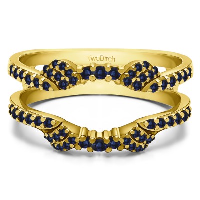 0.47 Ct. Sapphire Shared Prong Open Halo Ring Guard Enhancer in Yellow Gold