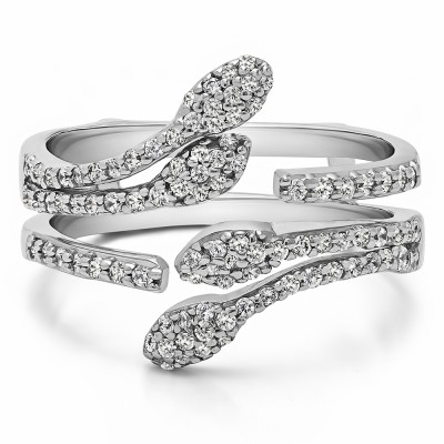 0.43 Ct. Double Leaf Pave Set Wedding Ring Guard