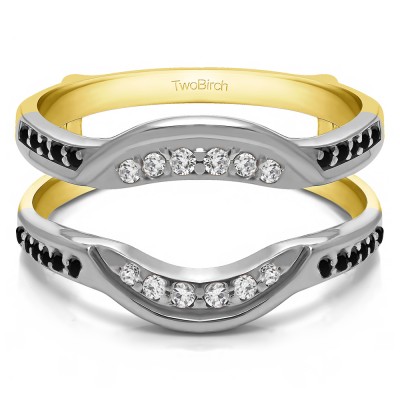 0.22 Ct. Contoured Bridal Wedding Ring Guard in Two Tone Gold