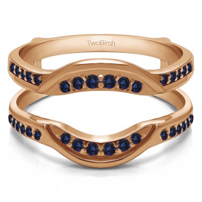 0.22 Ct. Sapphire Contoured Bridal Wedding Ring Guard in Rose Gold