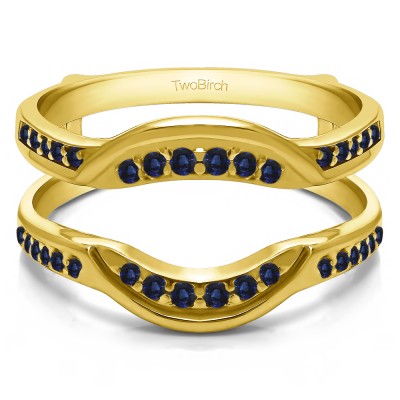0.22 Ct. Sapphire Contoured Bridal Wedding Ring Guard in Yellow Gold