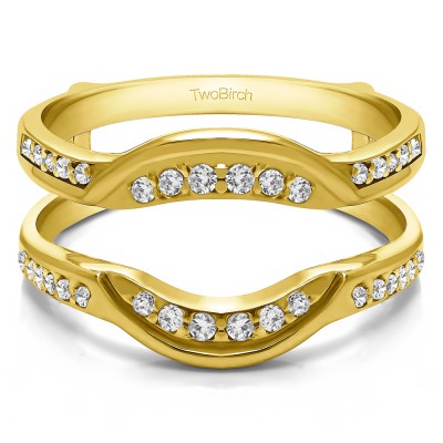 0.22 Ct. Contoured Bridal Wedding Ring Guard in Yellow Gold