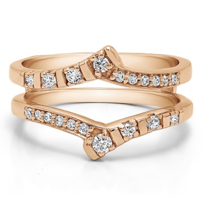 0.23 Ct. Bar Set Bypass Wedding Ring Guard in Rose Gold