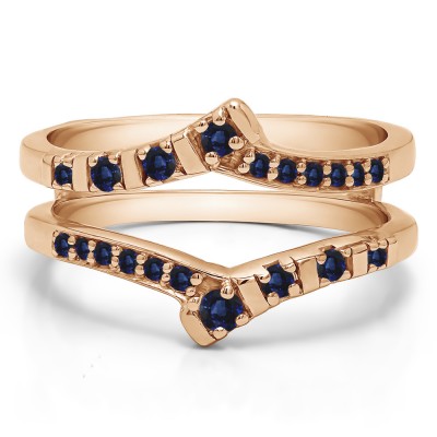 0.23 Ct. Sapphire Bar Set Bypass Wedding Ring Guard in Rose Gold