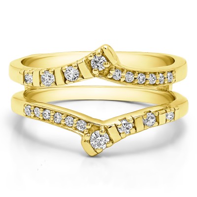 0.23 Ct. Bar Set Bypass Wedding Ring Guard in Yellow Gold
