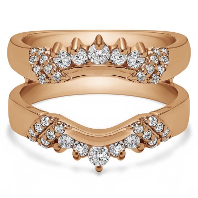 0.51 Ct. Double Shared Prong Curved Ring Guard Enhancer in Rose Gold