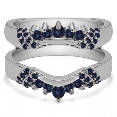 0.51 Ct. Sapphire Double Shared Prong Curved Ring Guard Enhancer
