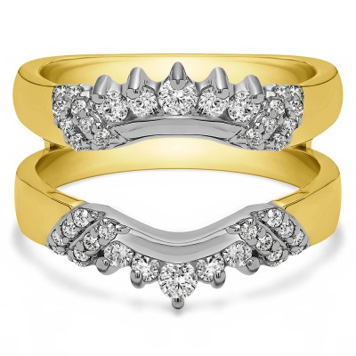 0.51 Ct. Double Shared Prong Curved Ring Guard Enhancer in Two Tone Gold
