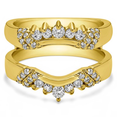 0.51 Ct. Double Shared Prong Curved Ring Guard Enhancer in Yellow Gold