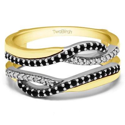 0.39 Ct. Shared Prong Set Infinity Wedding Ring Guard in Two Tone Gold