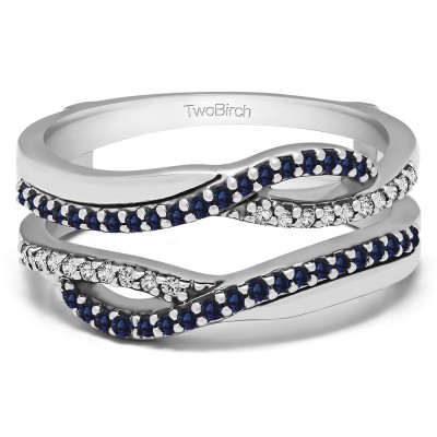 0.39 Ct. Sapphire and Diamond Shared Prong Set Infinity Wedding Ring Guard
