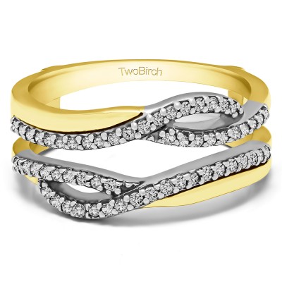 0.39 Ct. Shared Prong Set Infinity Wedding Ring Guard in Two Tone Gold