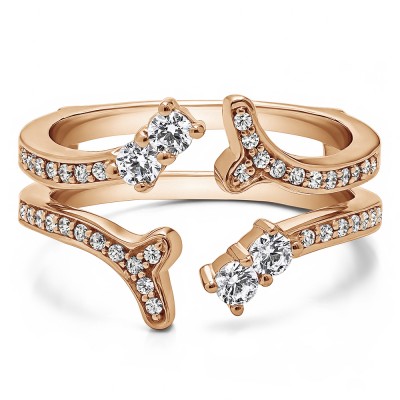 0.43 Ct. Wishbone Shaped Shared Prong Ring Guard in Rose Gold