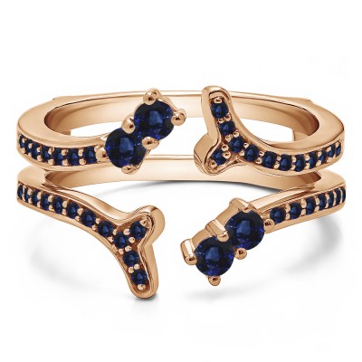 0.43 Ct. Sapphire Wishbone Shaped Shared Prong Ring Guard in Rose Gold