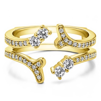 0.43 Ct. Wishbone Shaped Shared Prong Ring Guard in Yellow Gold
