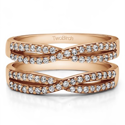 0.48 Ct. Criss Cross Wedding Ring Guard in Rose Gold