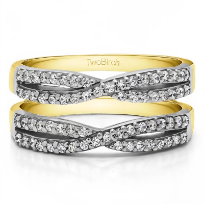 0.48 Ct. Criss Cross Wedding Ring Guard in Two Tone Gold