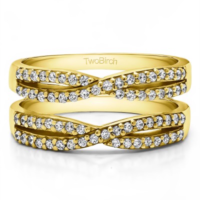 0.48 Ct. Criss Cross Wedding Ring Guard in Yellow Gold
