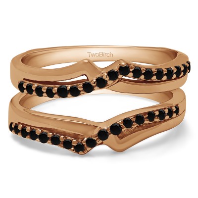 0.34 Ct. Black Stone Criss Cross Ring Guard Enhancer in Rose Gold
