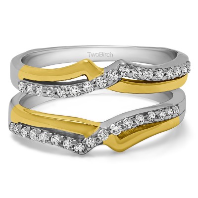 0.34 Ct. Criss Cross Ring Guard Enhancer in Two Tone Gold