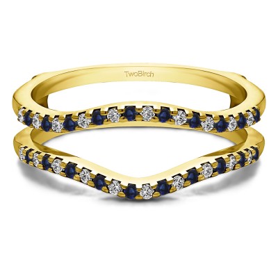 0.3 Ct. Sapphire and Diamond Double Shared Prong Contour Ring Guard in Yellow Gold