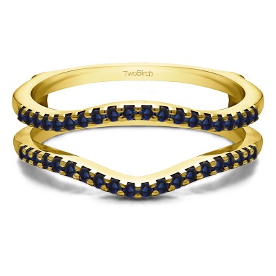 0.3 Ct. Sapphire Double Shared Prong Contour Ring Guard in Yellow Gold