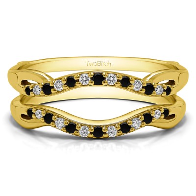 0.23 Ct. Black and White Stone Contour Ring Jacket in Yellow Gold